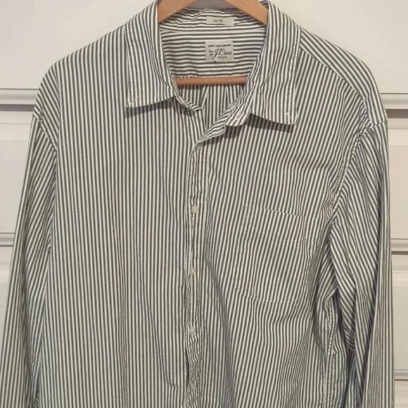 J. Crew Other - Secret Wash J Crew Gray White Striped Long Sleeve Button Down XL Slim
